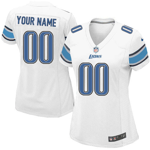 Women's Elite Nike Jersey White Road - Customized NFL Detroit Lions